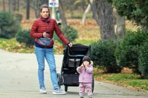 mother with baby & stroller