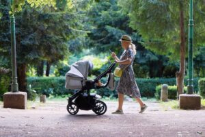 Women with baby in a stroller